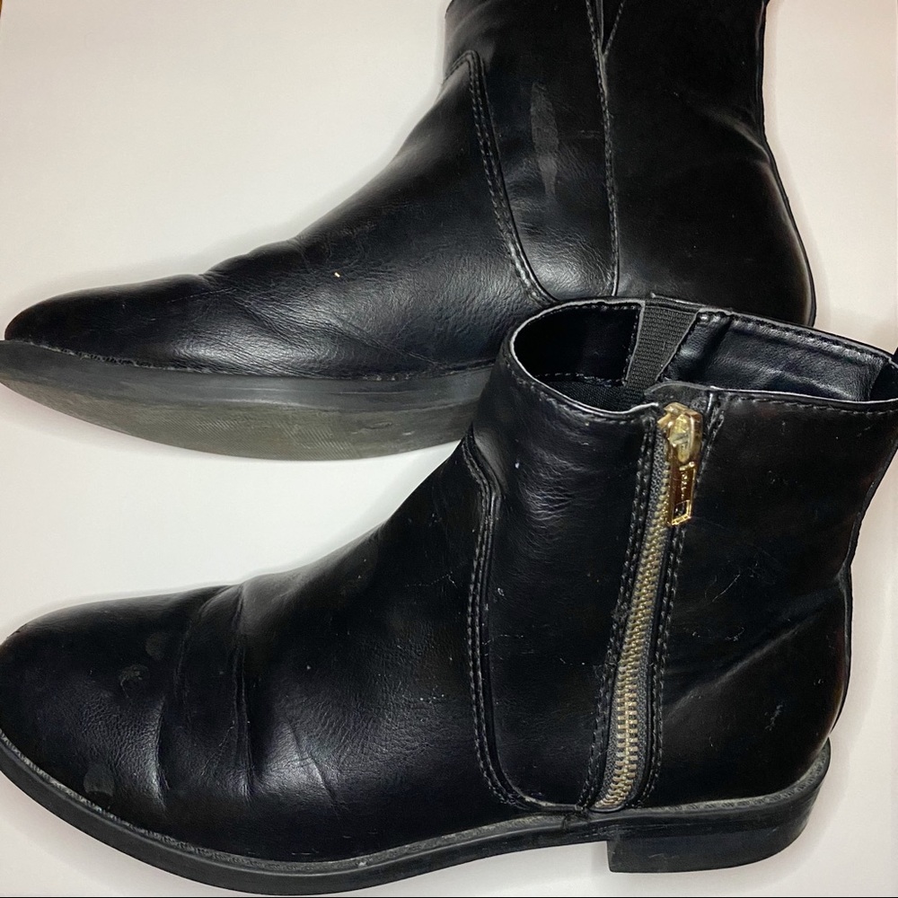 Black leather ankle boots